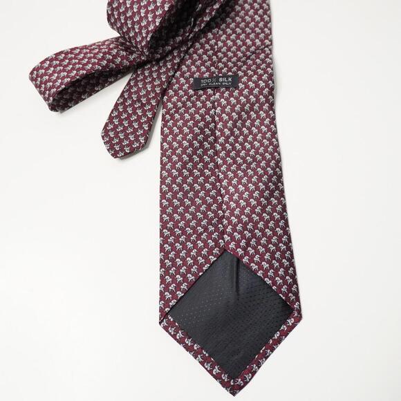 Vintage Elephant Novelty Print Neck Tie 100% Silk Dad Gift Red Retro VTG 4" Wide - Picture 3 of 4